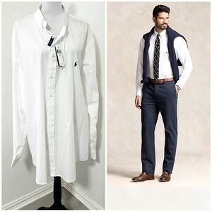 RALPH LAUREN Men’s Poplin 2XL Tall Button Down Cotton Stretch for Added Comfort